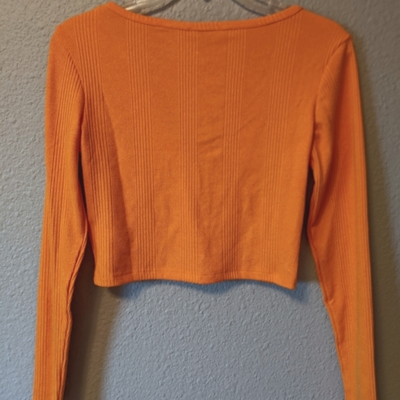 ZARA Cropped Ribbed Bolero Long Sleeve Button Down Cardigan Top Sz. M - Picture 7 of 9